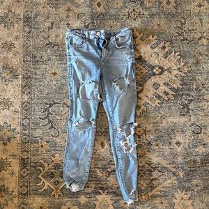 American Eagle Outfitters Ripped Light Blue Skinny Jeans